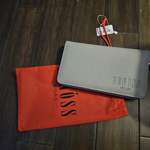 Benoss Milan Zip Around Wallet Gray Vegan Clutch - Picture 7 of 9